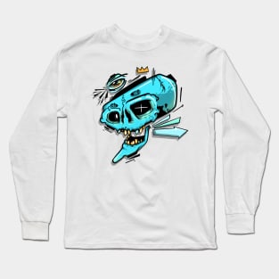 Blue Graffiti Skull Long Sleeve T-Shirt